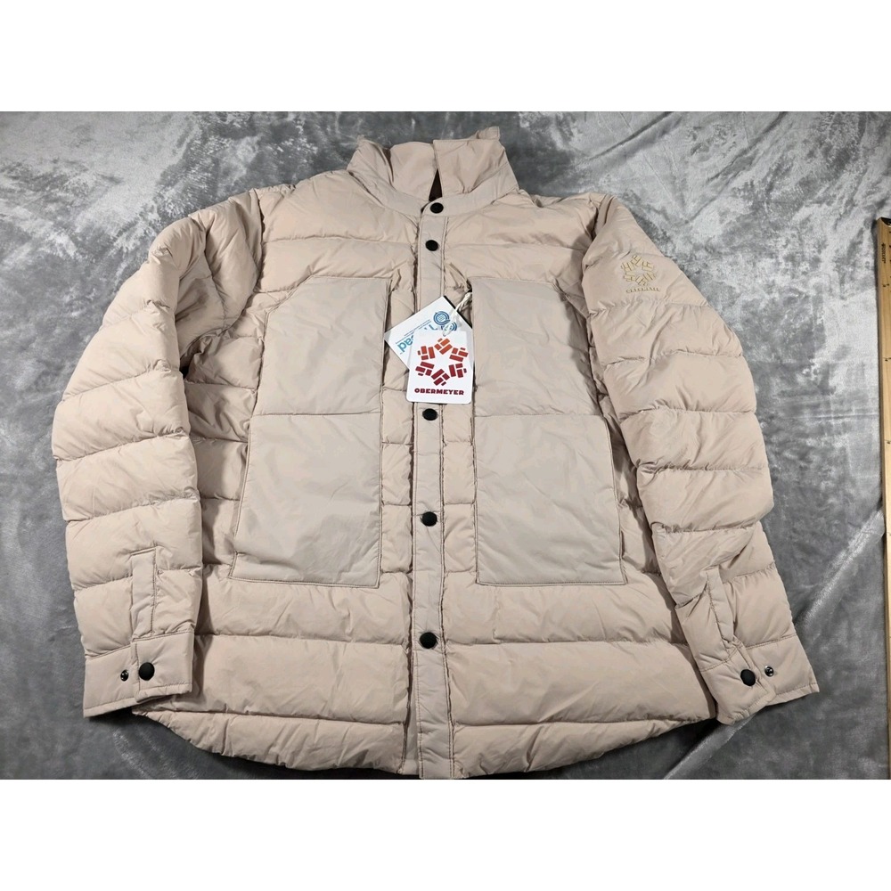 NWT Obermeyer Explorer Down Shirt Puffer Jacket Beige Mens Medium Waterproof